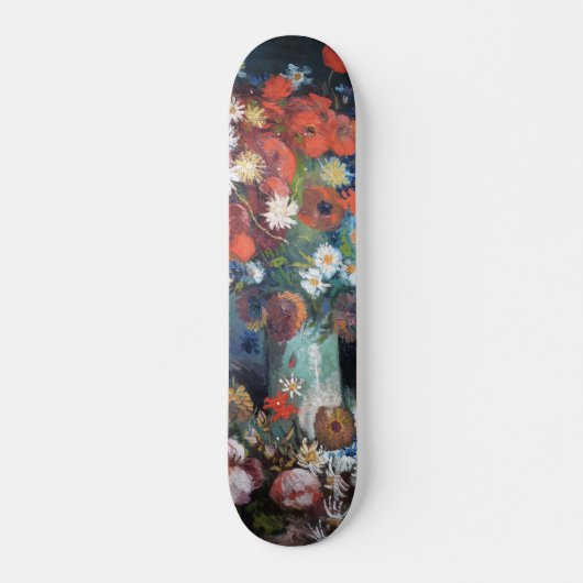 ゴッホによるカーネーションとバラの花瓶 スケートボード (正面)