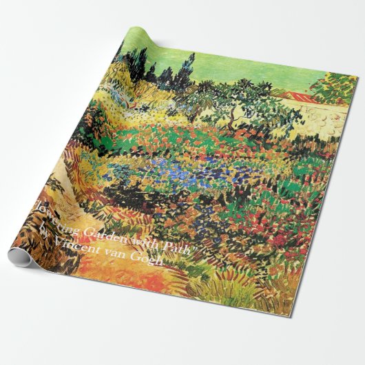 ゴッホによる小道のある花咲く庭園 ラッピングペーパー (アンロールド)