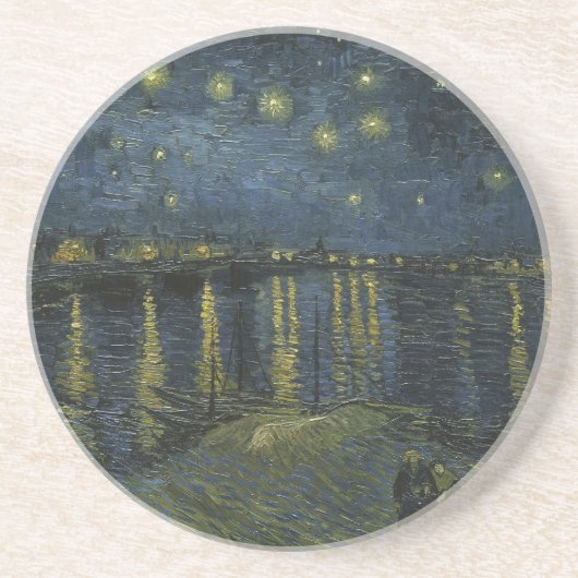 ゴッホによる油絵「ローヌ川のほとりの星月夜」 コースター (正面)