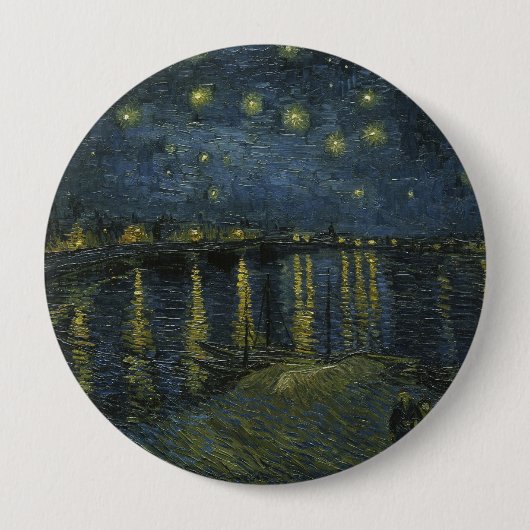 ゴッホによる油絵、ローヌ川の星空 缶バッジ (正面)