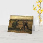 ゴッホによる「じゃがいもを植える農婦」 カード (黄色い花)