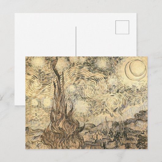 ゴッホによる「星月夜」のドローイング ポストカード (正面/裏面)