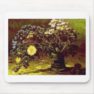 ゴッホのつぼの花の花のヴィンテージの絵を描くこと マウスパッド