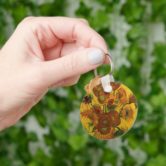 ゴッホのひまわりの花瓶 キーホルダー (手)