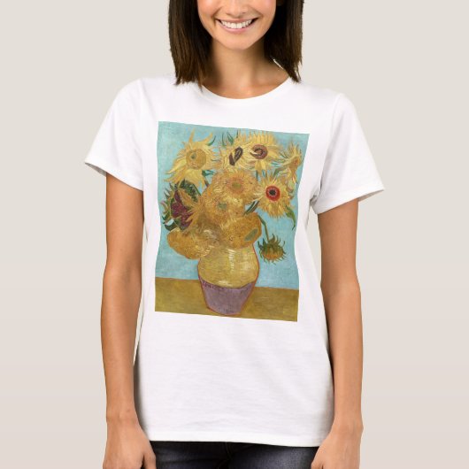 ゴッホのひまわり - 青と黄色の印象派 Tシャツ (正面)
