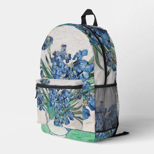 ゴッホのアイリスと静物画の花瓶 プリントバックパック (裏面右端)