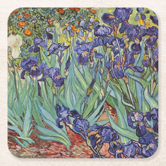 ゴッホのアイリス　印象派の絵画 スクエアペーパーコースター (正面)