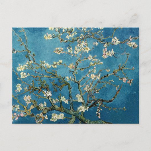 ゴッホのアーモンドの花のヴィンテージの花の青 ポストカード (正面)