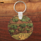 ゴッホのオリーブの木と丘の斜面 キーホルダー (正面)