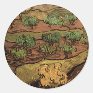 ゴッホのオリーブの木と丘の斜面 ラウンドシール