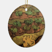 ゴッホのオリーブの木と丘陵 セラミックオーナメント (左)