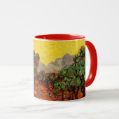 ゴッホのオリーブの木と黄色い空と太陽 マグカップ (正面右)