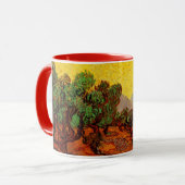 ゴッホのオリーブの木と黄色い空と太陽 マグカップ (正面左)
