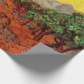 ゴッホのオリーブの木と黄色い空と太陽 ラッピングペーパー (角)