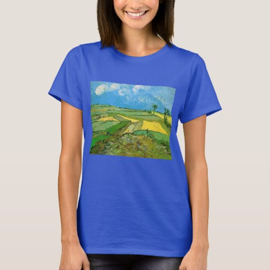 ゴッホのオーベールの麦畑 曇天の下 Tシャツ (正面)