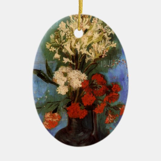 ゴッホのカーネーションの花瓶 セラミックオーナメント (正面)