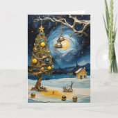 ゴッホのクリスマスカード 星空の芸術グリーティング カード (正面)
