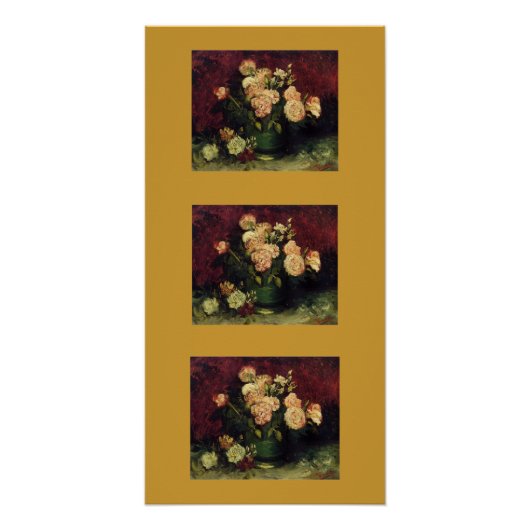 ゴッホのシャクヤクの花の花の平和愛芸術色 ポスター (正面)