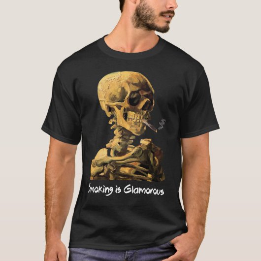 ゴッホのドクロに煙草。喫煙は格好いい? Tシャツ (正面)