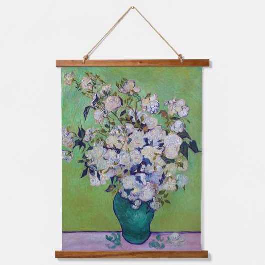 ゴッホのバラの花瓶 吊り下げ型タペストリー (正面)