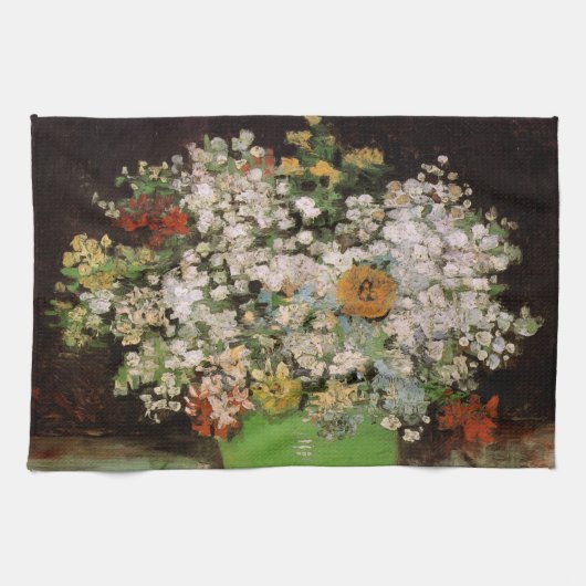 ゴッホのヒマワリの花瓶 キッチンタオル (横)
