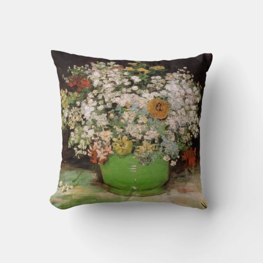 ゴッホのヒマワリの花瓶 クッション (正面)