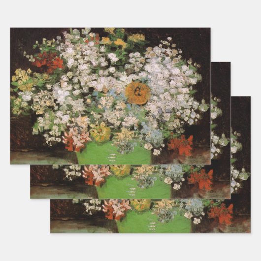 ゴッホのヒマワリの花瓶 ラッピングペーパーシート (セット)