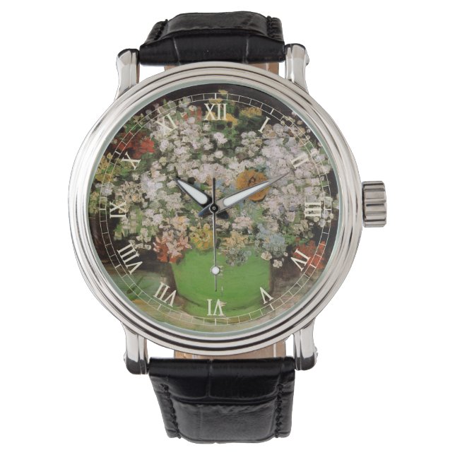 ゴッホのヒマワリの花瓶 腕時計 (正面)