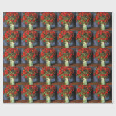 ゴッホのビンテージ画 風の花瓶の花 ラッピングペーパー (フラット)