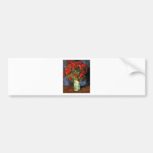 ゴッホのビンテージ風の絵が描かれた花瓶の花 バンパーステッカー