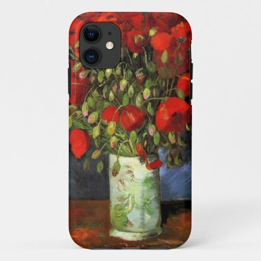 ゴッホのビンテージ風の絵が描かれた花瓶の花 Case-Mate iPhoneケース (裏面)
