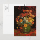 ゴッホのビンテージ風の絵画 花瓶 花 満開 ポストカード (正面/裏面)