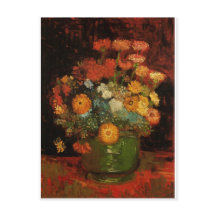 ゴッホのビンテージ風の絵画 花瓶 花 満開
