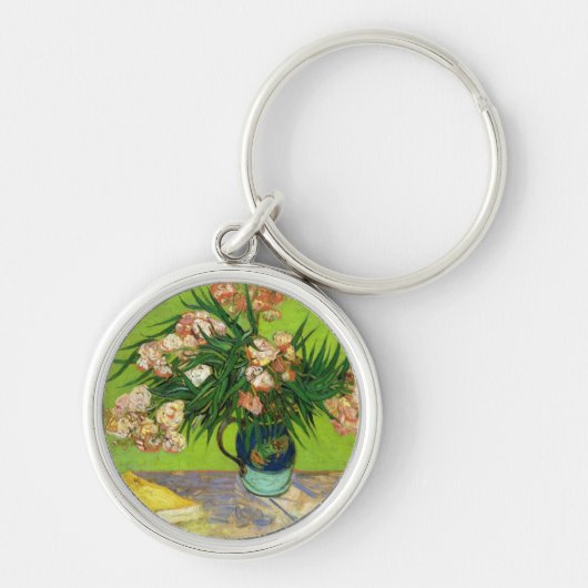 ゴッホのビンテージ風の絵画  花  花  蔓 キーホルダー (正面)