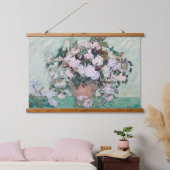ゴッホのピンクのバラの花瓶 吊り下げ型タペストリー (寝室)