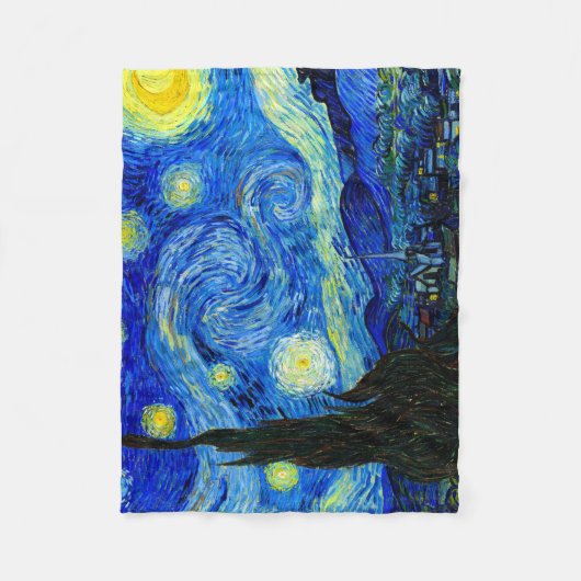 ゴッホのファインアートによる星明かりの夜 フリースブランケット (正面)