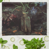 ゴッホのワスレナグサと芍薬の花瓶 キッチンタオル (折り畳み)