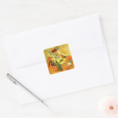 ゴッホの作品、バラの日本風の花瓶 スクエアシール (封筒)