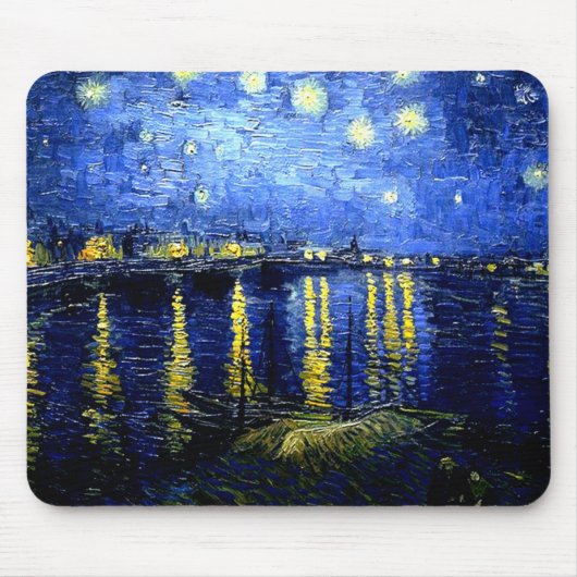 ゴッホの作品、ローヌ川のほとりの星月夜 マウスパッド (正面)