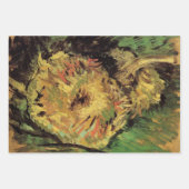 ゴッホの切り取られたひまわり2本の静物画 ラッピングペーパーシート (正面2)