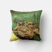 ゴッホの埠頭で砂運搬船の荷を下ろす男たち クッション (裏面)