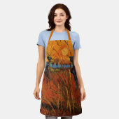 ゴッホの夕焼けの柳 エプロン (着用した状態)