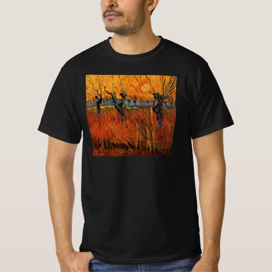 ゴッホの夕焼けの柳 Tシャツ (正面)