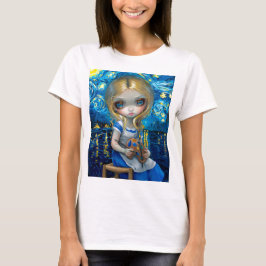 「ゴッホの夜の景色の中のアリス」 Tシャツ