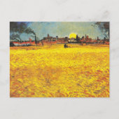 ゴッホの小麦畑 アルル 夕焼け 絵画 ポストカード (正面)