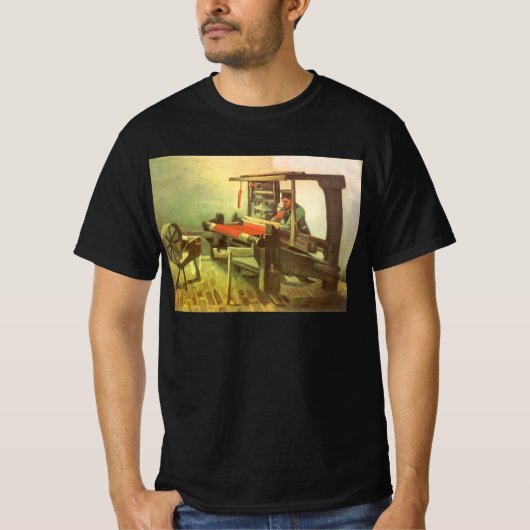 ゴッホの左向きの織工 スピニングホイール Tシャツ (正面)