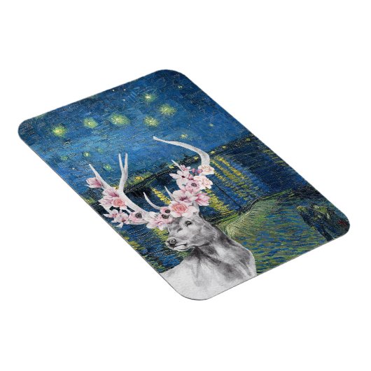 ゴッホの星月夜と花の鹿のコンパイル マグネット (右側)