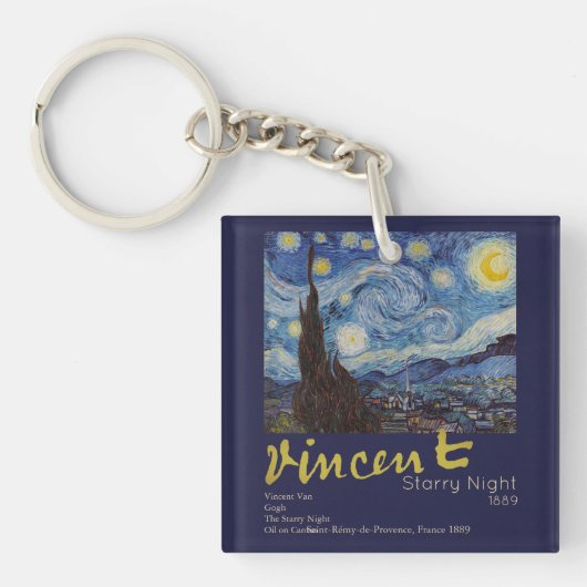 ゴッホの星空の夜の青い傑作 キーホルダー (正面)