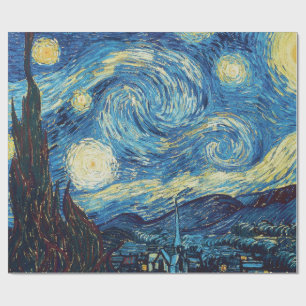 ゴッホの星空の夜 ビンテージ ブルー傑作 ラッピングペーパー