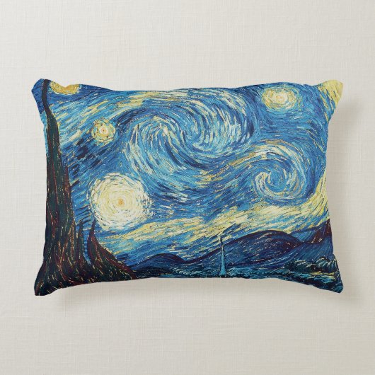 ゴッホの星空の夜 青い傑作 アクセントクッション (正面)